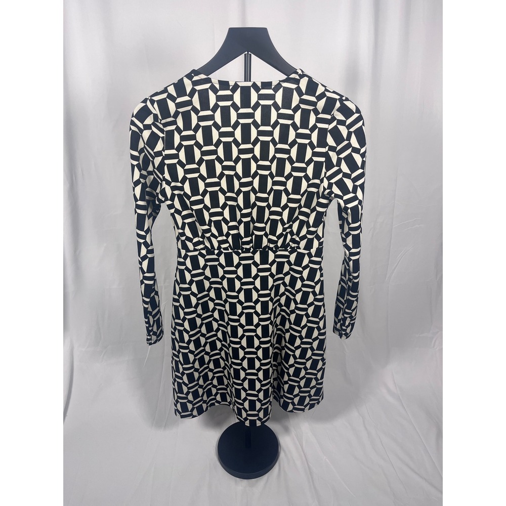 NWT Mango Geometric Print Mini Dress Size 4 Small Black & White Long Sleeve - Picture 2 of 5